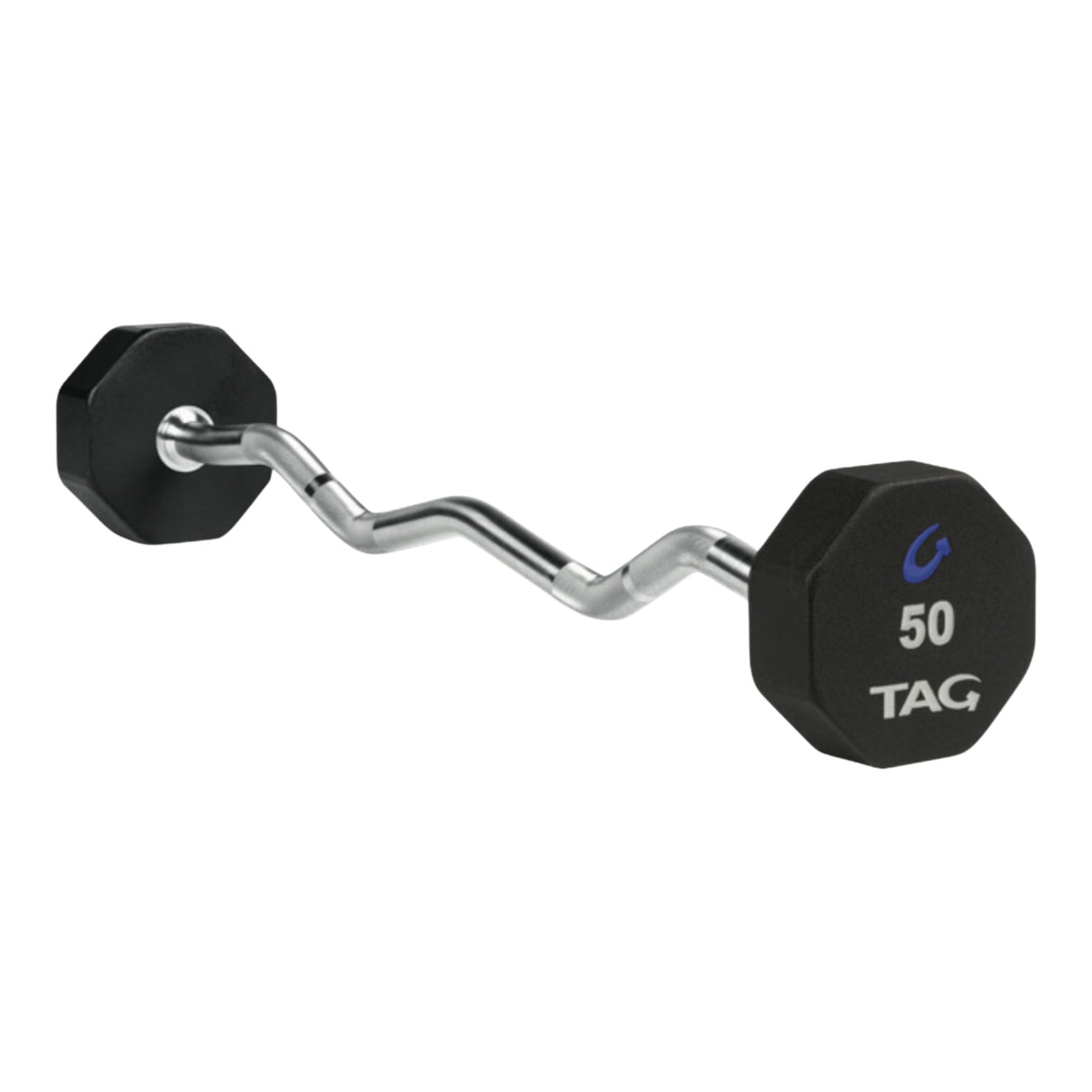 TAG Fitness 8-Sided Rubber Fixed EZ Curl Barbells